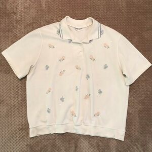 Vintage Women’s Embroidered Polo Shirt Size L
